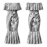 Hawaii Plumeria Lokelani Pikake Lei Family Matching Mermaid Dress and Hawaiian Shirt Ele'ele Polynesian Tattoo LT9 Mom's Dress Black - Polynesian Pride