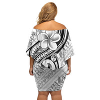 Hawaii Plumeria Lokelani Pikake Lei Family Matching Off Shoulder Short Dress and Hawaiian Shirt Ele'ele Polynesian Tattoo