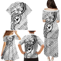 Hawaii Plumeria Lokelani Pikake Lei Family Matching Puletasi and Hawaiian Shirt Ele'ele Polynesian Tattoo LT9 Mom's Dress Black - Polynesian Pride