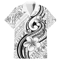 Hawaii Plumeria Lokelani Pikake Lei Family Matching Puletasi and Hawaiian Shirt Ele'ele Polynesian Tattoo LT9 Dad's Shirt - Short Sleeve Black - Polynesian Pride