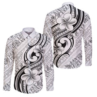 Hawaii Plumeria Lokelani Pikake Lei Family Matching Tank Maxi Dress and Hawaiian Shirt Ele'ele Polynesian Tattoo LT9 Dad's Shirt - Long Sleeve Black - Polynesian Pride