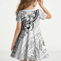 Hawaii Plumeria Lokelani Pikake Lei Kid Short Sleeve Dress Ele'ele Polynesian Tattoo LT9 - Polynesian Pride