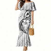 Hawaii Plumeria Lokelani Pikake Lei Mermaid Dress Ele'ele Polynesian Tattoo LT9 Women Black - Polynesian Pride
