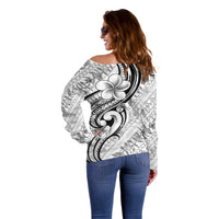 Hawaii Plumeria Lokelani Pikake Lei Off Shoulder Sweater Ele'ele Polynesian Tattoo LT9 - Polynesian Pride