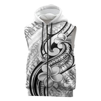 Hawaii Plumeria Lokelani Pikake Lei Sleeveless Zip Hoodie Ele'ele Polynesian Tattoo LT9 Black - Polynesian Pride