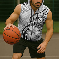 Hawaii Plumeria Lokelani Pikake Lei Sleeveless Zip Hoodie Ele'ele Polynesian Tattoo LT9 - Polynesian Pride