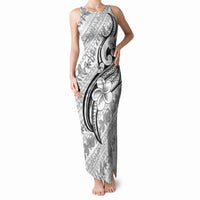 Hawaii Plumeria Lokelani Pikake Lei Tank Maxi Dress Ele'ele Polynesian Tattoo LT9 Women Black - Polynesian Pride