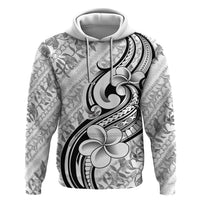 Hawaii Plumeria Lokelani Pikake Lei Zip Hoodie Ele'ele Polynesian Tattoo LT9 Pullover Hoodie Black - Polynesian Pride