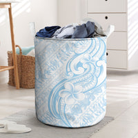 Hawaii Plumeria Lokelani Pikake Lei Laundry Basket Uliuli Polynesian Tattoo LT9 Blue - Polynesian Pride