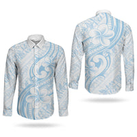 Hawaii Plumeria Lokelani Pikake Lei Couples Matching Short Sleeve Bodycon Dress and Long Sleeve Button Shirt Uliuli Polynesian Tattoo LT9 - Polynesian Pride
