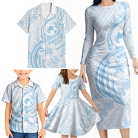 Hawaii Plumeria Lokelani Pikake Lei Family Matching Long Sleeve Bodycon Dress and Hawaiian Shirt Uliuli Polynesian Tattoo LT9 - Polynesian Pride