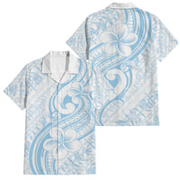 Hawaii Plumeria Lokelani Pikake Lei Family Matching Long Sleeve Bodycon Dress and Hawaiian Shirt Uliuli Polynesian Tattoo LT9 Dad's Shirt - Short Sleeve Blue - Polynesian Pride
