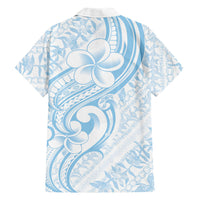 Hawaii Plumeria Lokelani Pikake Lei Family Matching Long Sleeve Bodycon Dress and Hawaiian Shirt Uliuli Polynesian Tattoo LT9 Dad's Shirt - Long Sleeve Blue - Polynesian Pride