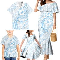 Hawaii Plumeria Lokelani Pikake Lei Family Matching Mermaid Dress and Hawaiian Shirt Uliuli Polynesian Tattoo LT9 - Polynesian Pride