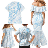Hawaii Plumeria Lokelani Pikake Lei Family Matching Mermaid Dress and Hawaiian Shirt Uliuli Polynesian Tattoo