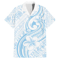 Hawaii Plumeria Lokelani Pikake Lei Family Matching Mermaid Dress and Hawaiian Shirt Uliuli Polynesian Tattoo LT9 Dad's Shirt - Short Sleeve Blue - Polynesian Pride