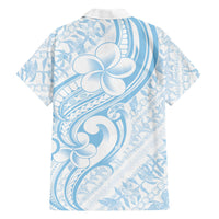 Hawaii Plumeria Lokelani Pikake Lei Family Matching Mermaid Dress and Hawaiian Shirt Uliuli Polynesian Tattoo LT9 Dad's Shirt - Long Sleeve Blue - Polynesian Pride