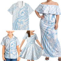 Hawaii Plumeria Lokelani Pikake Lei Family Matching Off Shoulder Maxi Dress and Hawaiian Shirt Uliuli Polynesian Tattoo LT9 - Polynesian Pride