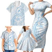 Hawaii Plumeria Lokelani Pikake Lei Family Matching Short Sleeve Bodycon Dress and Hawaiian Shirt Uliuli Polynesian Tattoo LT9 - Polynesian Pride