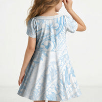 Hawaii Plumeria Lokelani Pikake Lei Kid Short Sleeve Dress Uliuli Polynesian Tattoo LT9 - Polynesian Pride