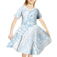 Hawaii Plumeria Lokelani Pikake Lei Kid Short Sleeve Dress Uliuli Polynesian Tattoo LT9 - Polynesian Pride