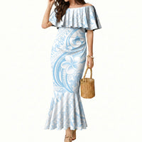 Hawaii Plumeria Lokelani Pikake Lei Mermaid Dress Uliuli Polynesian Tattoo LT9 Women Blue - Polynesian Pride