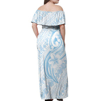 Hawaii Plumeria Lokelani Pikake Lei Off Shoulder Maxi Dress Uliuli Polynesian Tattoo LT9 - Polynesian Pride