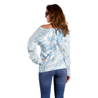 Hawaii Plumeria Lokelani Pikake Lei Off Shoulder Sweater Uliuli Polynesian Tattoo LT9 - Polynesian Pride