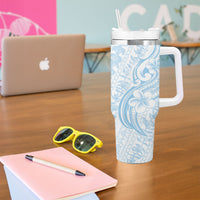 Hawaii Plumeria Lokelani Pikake Lei Tumbler With Handle Uliuli Polynesian Tattoo