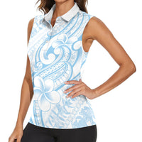 Hawaii Plumeria Lokelani Pikake Lei Women Sleeveless Polo Shirt Uliuli Polynesian Tattoo