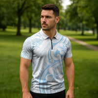 Hawaii Plumeria Lokelani Pikake Lei Zipper Polo Shirt Uliuli Polynesian Tattoo LT9 - Polynesian Pride