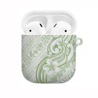 Hawaii Plumeria Lokelani Pikake Lei AirPods Case Oma'oma'o Polynesian Tattoo LT9 Green - Polynesian Pride