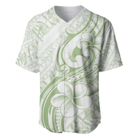 Hawaii Plumeria Lokelani Pikake Lei Baseball Jersey Oma'oma'o Polynesian Tattoo LT9 Green - Polynesian Pride