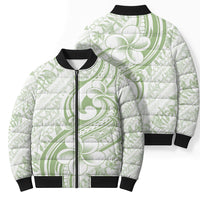 Hawaii Plumeria Lokelani Pikake Lei Bomber Puffer Jacket Oma'oma'o Polynesian Tattoo