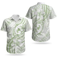 Hawaii Plumeria Lokelani Pikake Lei Couples Matching Short Sleeve Bodycon Dress and Hawaiian Shirt Oma'oma'o Polynesian Tattoo LT9 - Polynesian Pride