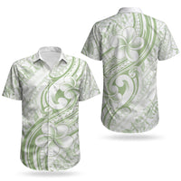 Hawaii Plumeria Lokelani Pikake Lei Couples Matching Short Sleeve Bodycon Dress and Hawaiian Shirt Oma'oma'o Polynesian Tattoo LT9 - Polynesian Pride