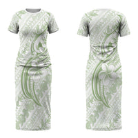 Hawaii Plumeria Lokelani Pikake Lei Couples Matching Short Sleeve Bodycon Dress and Hawaiian Shirt Oma'oma'o Polynesian Tattoo LT9 - Polynesian Pride