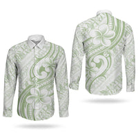 Hawaii Plumeria Lokelani Pikake Lei Couples Matching Short Sleeve Bodycon Dress and Long Sleeve Button Shirt Oma'oma'o Polynesian Tattoo LT9 - Polynesian Pride