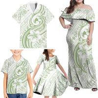 Hawaii Plumeria Lokelani Pikake Lei Family Matching Off Shoulder Maxi Dress and Hawaiian Shirt Oma'oma'o Polynesian Tattoo LT9 - Polynesian Pride