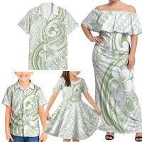 Hawaii Plumeria Lokelani Pikake Lei Family Matching Off Shoulder Maxi Dress and Hawaiian Shirt Oma'oma'o Polynesian Tattoo LT9 - Polynesian Pride