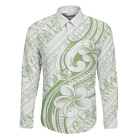 Hawaii Plumeria Lokelani Pikake Lei Family Matching Off Shoulder Maxi Dress and Hawaiian Shirt Oma'oma'o Polynesian Tattoo LT9 Daughter's Dress Green - Polynesian Pride