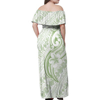 Hawaii Plumeria Lokelani Pikake Lei Family Matching Off Shoulder Maxi Dress and Hawaiian Shirt Oma'oma'o Polynesian Tattoo