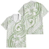 Hawaii Plumeria Lokelani Pikake Lei Family Matching Puletasi and Hawaiian Shirt Oma'oma'o Polynesian Tattoo LT9 Dad's Shirt - Short Sleeve Green - Polynesian Pride