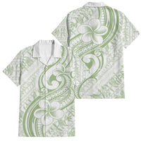 Hawaii Plumeria Lokelani Pikake Lei Family Matching Tank Maxi Dress and Hawaiian Shirt Oma'oma'o Polynesian Tattoo LT9 Dad's Shirt - Short Sleeve Green - Polynesian Pride