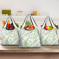 Hawaii Plumeria Lokelani Pikake Lei Grocery Bag Oma'oma'o Polynesian Tattoo LT9 3-pack One Size Green - Polynesian Pride