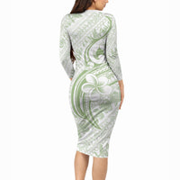 Hawaii Plumeria Lokelani Pikake Lei Long Sleeve Bodycon Dress Oma'oma'o Polynesian Tattoo LT9 - Polynesian Pride