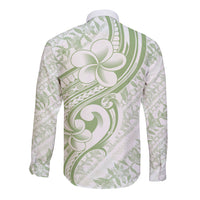 Hawaii Plumeria Lokelani Pikake Lei Long Sleeve Button Shirt Oma'oma'o Polynesian Tattoo LT9 - Polynesian Pride