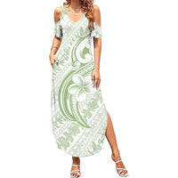 Hawaii Plumeria Lokelani Pikake Lei Summer Maxi Dress Oma'oma'o Polynesian Tattoo