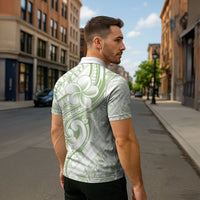 Hawaii Plumeria Lokelani Pikake Lei Zipper Polo Shirt Oma'oma'o Polynesian Tattoo LT9 - Polynesian Pride