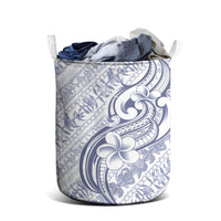Hawaii Plumeria Lokelani Pikake Lei Laundry Basket Navy Blue Polynesian Tattoo
